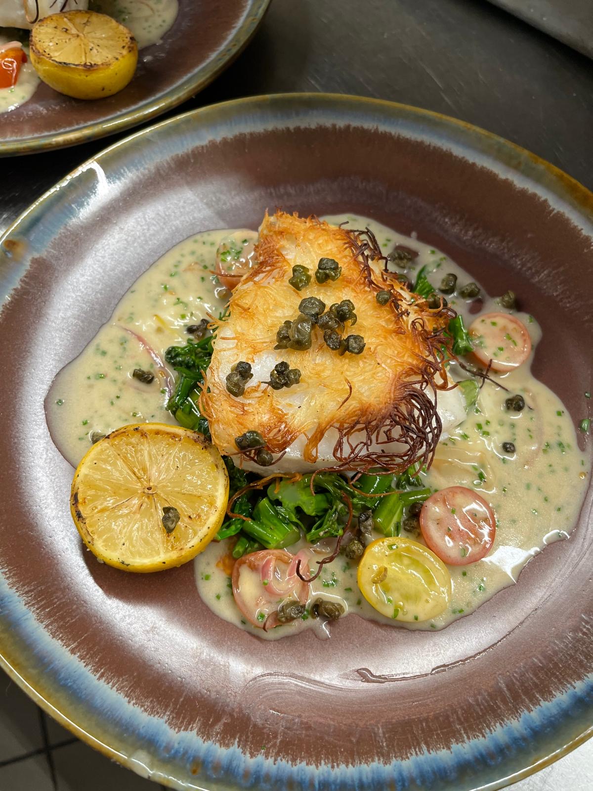 Seasonal ingredients plated for service